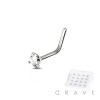 L SHAPE WITH GEM 925 STERLING SILVER CRYSTAL NOSE STUD PACKAGE